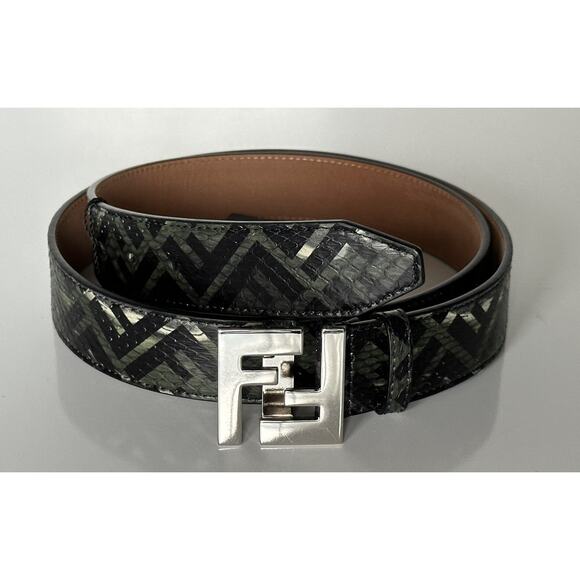 NWT $1100 Fendi FF Colubrid Snake Skin Leather Belt 110/44 7C0404 Italy - Picture 1 of 13
